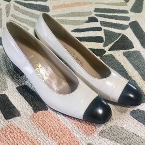 Authentic Salvatore Ferragamo leather chunky heels